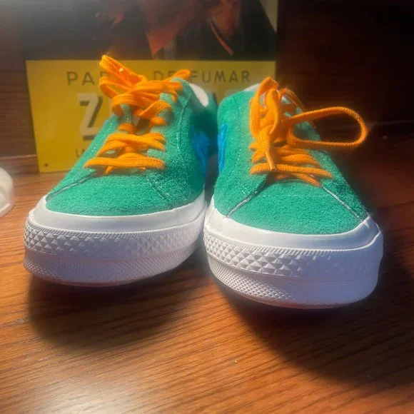 CONVERSE ONE STAR X TYLER THE CREATOR GOLF DE LE FLEUR, SIZE 10 ~JOLLY GREEN - Picture 5 of 8